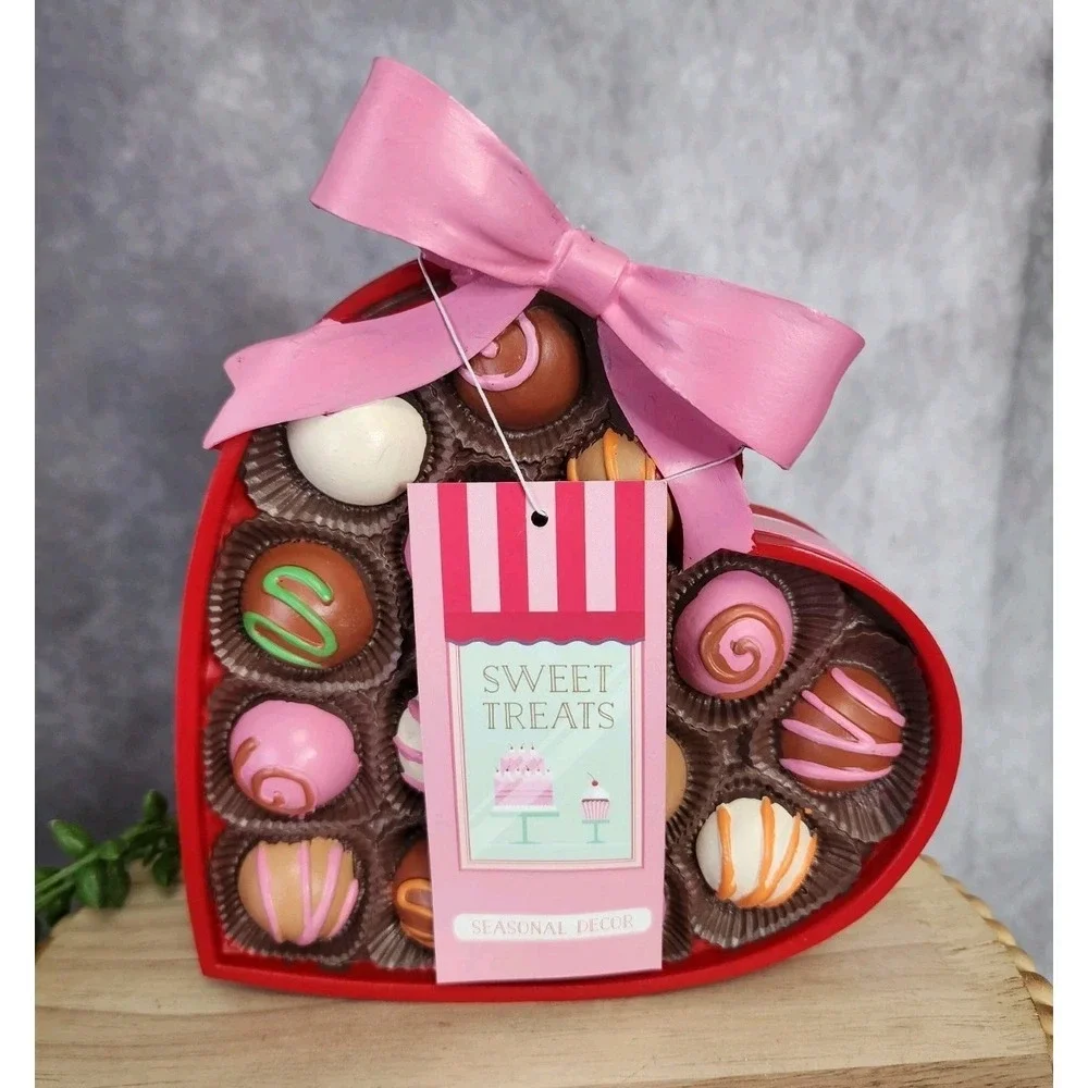 Sweet Treats Valentines Heart Box of Chocolates Tabletop Resin Decoration 8